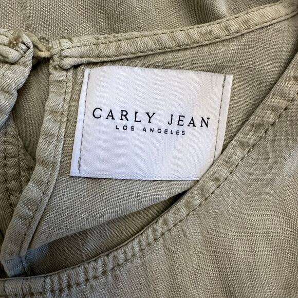 Carly Jean LA Sage Green Shift‎ Dress L Minimalist Capsule Wardrobe Coastal Chic - Picture 2 of 8
